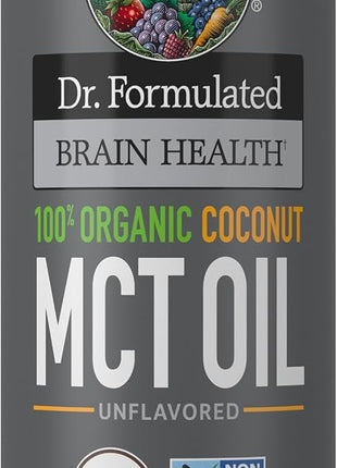 Garden of Life Dr. Formulated Brain Health 100% Organic Coconut MCT Oil 16 fl oz Unflavored, 13g MCTs, Body & Brain Fuel, Certified Non-GMO Vegan & Gluten Free, Hexane-Free