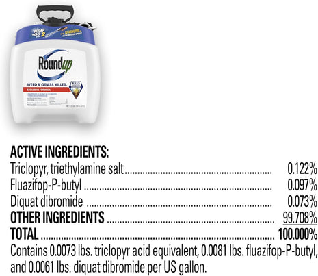 Roundup Weed and Grass Killer4 with Pump 'N Go 2 Sprayer, Use in and Around Flower Beds, Trees & More, 1.33 gal.