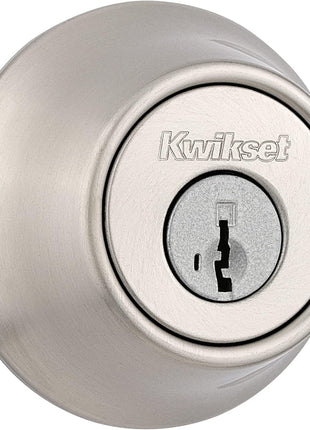 Kwikset 660 Deadbolt Deadbolt Lock, Satin Nickel Round Exterior Keyed Front Entry Door, Pick Resistant SmartKey Rekey Security, Single Cylinder Dead Bolt, with Microban Protection