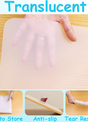 Clear Silicone Mats for Crafts: Translucent Non-slip Heat Resistant 11.8×15.75In (2/Pack) Silicone Placemats for Jewelry, Epoxy Resin,Glitter Slime, DIY Sheet, Nail Art, Countertop Protector Pad