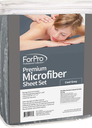 ForPro 3ct Microfiber Massage Sheet Set, Cool Grey, Ultra-Light | for Massage & Treatment Tables, Disposable Table Sheets, Spa Bed Sheets, Esthetician Table Linens, Salon & Spa Essentials