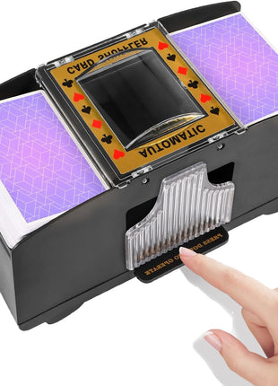 FEIERYA Automatic Card Shuffler 2/1/4/6 Deck | Battery-Operated Electric Playing Card Shuffler,Compatible with UNO,Poker for Home Card Game,Travel