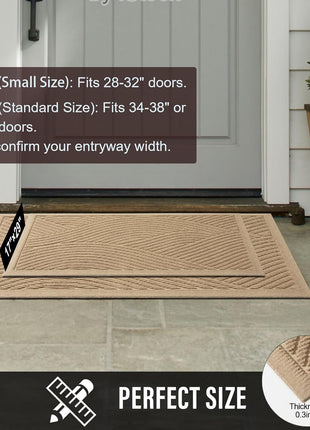 HIYARD Sturdy Front Door Mat, Absorbent Muddy Dirt Resist Welcome Door Mats Outdoor Indoor, Stain and Fade Resistant, Non-Slip Backing Entry Mat Low Profile Doormat for Entryway, 29×17, Beige