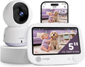 Comfyer Hybrid Video No WiFi & Smart WiFi Baby Monitor - 5inch 1080P Split Screen & 2K Camera App Control, Motion Alerts, Sound Detection, HD Night Vision, 5050mAh Battery,Triple Security, 1600ft Range