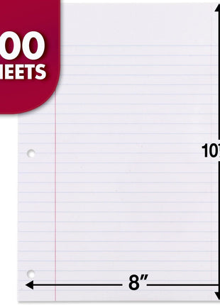 Mead Loose Leaf Paper, Wide Ruled Filler Notebook Paper, Reinforced, 8 inch x 10-1/2 inch, 100 Sheets, Fits 3-Ring Binder (15006)