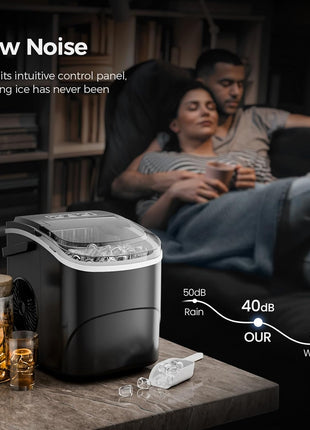 Electactic Ice Makers Countertop,26Lbs/24H,9 Cubes in 6 Mins,Portable Ice Maker Machine with Self-Cleaning,2 Sizes of Bullet Ice,Perfect for Home Kitchen(Black)
