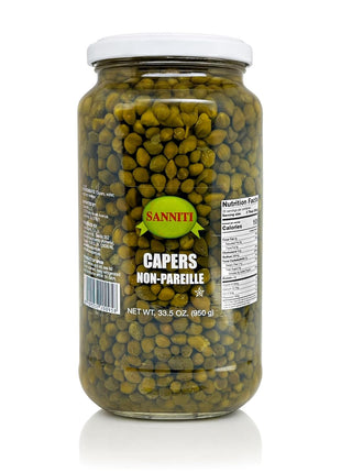 Sanniti Spanish Non Pareil Capers in Vinegar and Salt Brine - 33.5 oz