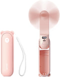 JISULIFE Handheld Mini Fan, 3 IN 1 USB Rechargeable Portable Fan [12 19 Working Hours] with Power Bank, Flashlight, Pocket Design for Travel/Summer/Concerts/Lash, Gifts for Women (Pink)