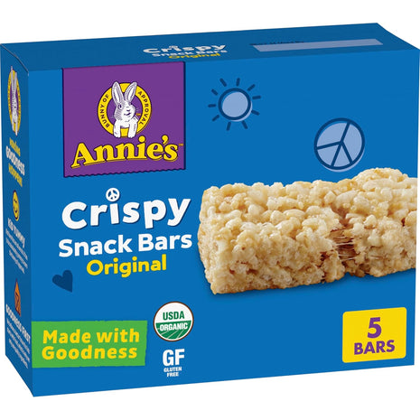Annie's Organic Original Crispy Snack Bars, Gluten-Free, 3.9 oz, 5 ct | Gluten-Free, Gelatin-Free, Certified Organic, No Artificial Flavors or High-Fructose Corn Syrup