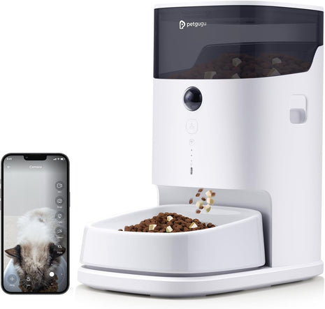 PETGUGU Automatic Cat Feeder with Camera,3.5L Programmable Pet Food Dispenser,1080P HD Night Vision,2-Way Audio & 60s Voice Recorder, Timed Portion Control Auto Feeder for Indoor Cats & Small Dogs
