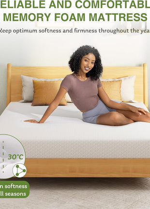 EGOHOME Full Size Memory Foam Mattress, 8 Inch Bed Mattress in A Box with Cooling Green Tea Gel, Pressure Relief with Medium Firm Support, CertiPUR US Certified, 75''L x 54''W, ??7.3 pounds White