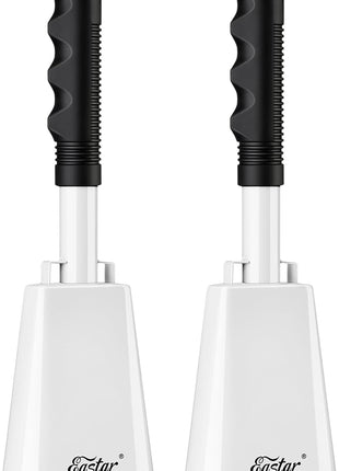 Eastar Cow Bell with Handle, 2 Pack Cowbells for Sporting Events, 10 Inch Cowbells Noise Makers Cheering Bell for Football Games, Stadiums, Halloween Gifts, White