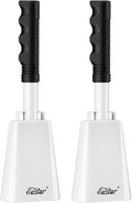 Eastar Cow Bell with Handle, 2 Pack Cowbells for Sporting Events, 10 Inch Cowbells Noise Makers Cheering Bell for Football Games, Stadiums, Halloween Gifts, White