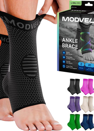 Modvel Foot & Ankle Brace Socks for Sprained Ankle Compression Sleeve - Foot Support for Women & Men - Tendonitis & Arthritis Ankle Brace Sports Running, Torn Ligaments & Women Stabilizing Ankle Wrap