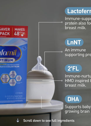 Enfamil Optimum (Enspire), Our Closest Formula to Breast Milk, Immune-Supporting Lactoferrin and Brain-Building DHA Baby Formula, Powder 30 Oz Refill, Pack of 4