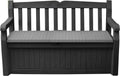 Keter Solana 70 Gallon Storage Bench Deck Box for Patio Storage, Front Porch Decor and Outdoor Seating Perfect to Store Garden Tools and Pool Floats, Graphite