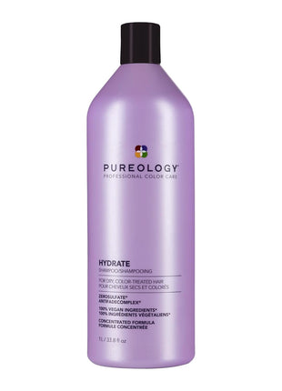 Pureology Hydrate Shampoo - For Dry or Color Treated Hair, Moisturizing Shampoo For Hydration & Softness, With Rose Extract & Green Tea, Vegan & Sulfate-Free