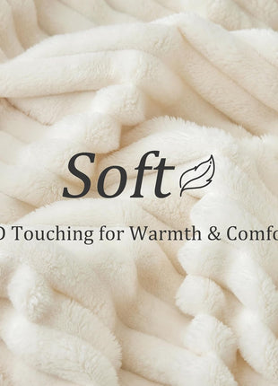 BEDELITE Ribbed Fleece Throw Blanket for Couch, Cream, 50"x60" | Ultra-Soft Plush Fleece, Cozy, Warm Yet Lightweight, Ribbed Texture, Home Decor, Machine Washable, Giftable, All-Season Use
