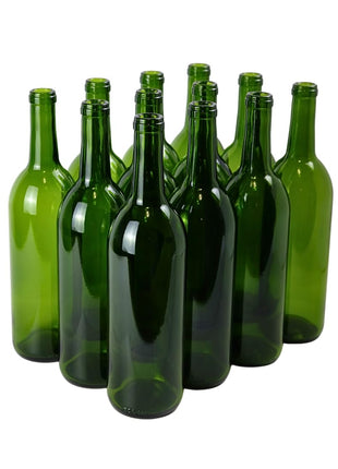 FastRack Green wine bottles 750ml, 12-Pack W5 Bordeaux - NO CORKS INCLUDED | Food-grade green wine bottles empty for winemaking, mead and liquor storage | Accepts #8 or #9 corks | Empty wine bottles
