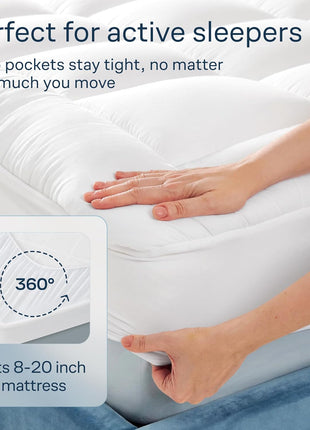 Cloud Like Twin Mattress Topper   100% Cotton Top Mattress Pad for Back Pain Relief   Breathable & Naturally Cooling for Hot Sleepers