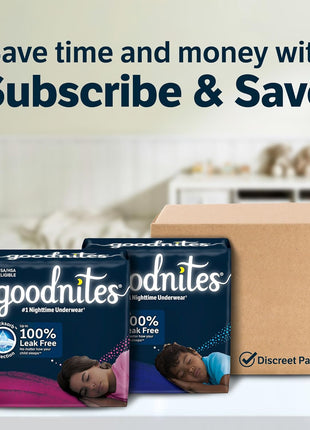 Goodnites Boys' Nighttime Bedwetting Underwear, Size S/M (43 68 lbs), 44 Ct (2 Packs of 22), Packaging May Vary