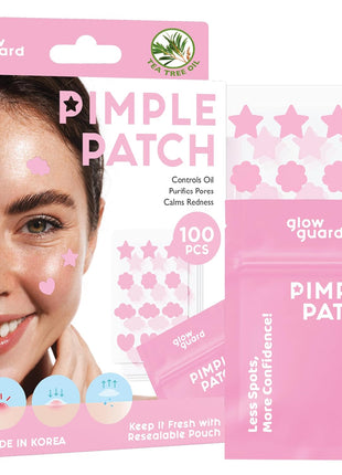 Pimple Patches with Hydrocolloid & Tea Tree Oil – Korean Skin Care, Dermatologist Tested – Absorbs Impurities, Reduces Redness – Vegan, Non-GMO, Clean Beauty – 100 Pcs
