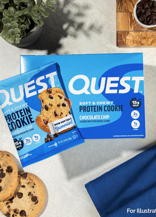 Quest Nutrition Chocolate Chip Protein Cookie, 15g Protein, 1g Sugar, 2g Net Carbs, Keto Friendly, High Protein, Low Carb; 12 Count