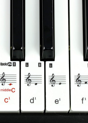 RockJam 49 Key Keyboard Piano with Power Supply, Sheet Music Stand, Piano Note Stickers & Simply Piano Lessons, Black