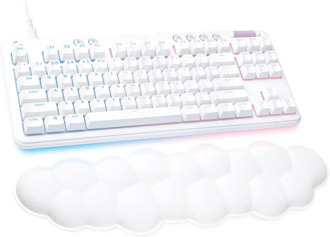 Logitech G713 Wired Mechanical Gaming Keyboard with LIGHTSYNC RGB Lighting, Clicky Switches (GX Blue), and Keyboard Palm Rest, PC/Mac Compatible - White Mist