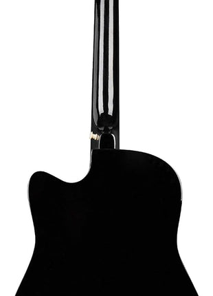 38 inch black beginner acoustic guitar,bundle with a strap with picks holder,digital tuner, set strings, capo,cleaning cloth,6 picks,gig bag.(JG-38C,BK)