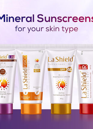 La Shield Lite SPF 30+ And PA+++ Anti -Tanning | Mineral Based Sunscreen Gel | Suitable For All Skin Types, 30 Grams,8904091145676
