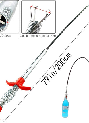 Drain Snake, Drain Clog Remover - Gutter Cleaning Tools Drain Cleaner for Toilet Sewer Shower Kitchen Bathroom Tub Clogged Drains Opener Cleaning Tool, Flexible Grabber Claw Pick Up Reacher (79 inch)