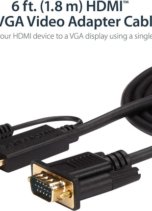 StarTech.com HDMI to VGA Cable – 6ft 2m - 1080p – Active Conversion – HDMI to VGA Adapter Cable for Your VGA Monitor / Display (HD2VGAMM6)