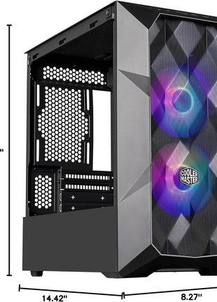 Cooler Master TD300 Mesh Micro-ATX Tower with Polygonal Mesh Front ana Removable Top Panel, ARGB/PWM Hub Tempered Glass, Dual Sickleflow PWM ARGB Lighting Fans