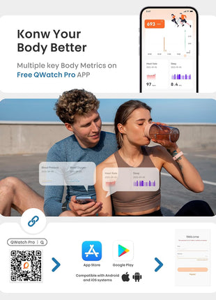 Smart Bracelet, Health Fitness & Activity Tracker with All-Day Continuous Heart Rate/Blood Pressure Monitor, Sleep Tracker, 170+ Sport Modes, 60 Day Battery & Free App, IP68 Smart Band for Android IOS