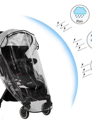 Clear Stroller Rain Cover, Universal Travel Weather Shield Breathable Baby Stroller Rain Cover for Windproof, Waterproof, Protect from Sun Dust Snow