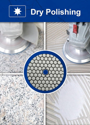 SHDIATOOL Dry Diamond Polishing Pads 4 Inch Set of 7 Pieces Plus a Rubber Backer for Granite Marble Stone Sanding Pads