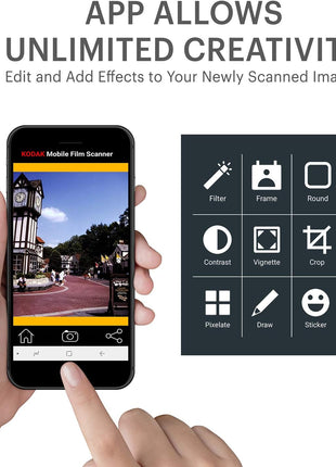 KODAK Mobile Film Scanner, 35mm Negative Scanner & Slide Viewer, App-Based | Scan and view old 35mm color and B&W negatives and slides; LED backlit; Android compatible; verify iPhone compatibility first