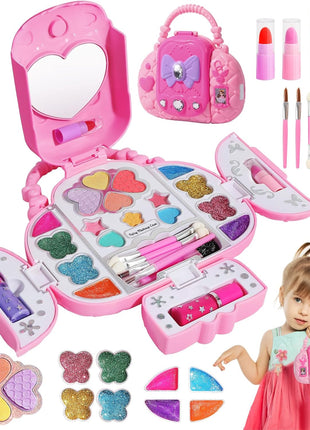 Topsolid Kids Makeup Kit With Mirror - Real Washable Makeup Set for Girls 5-8, Princess Toys Cosmetic Set, Christmas & Birthday Gifts for 3-8 Year Old Girls