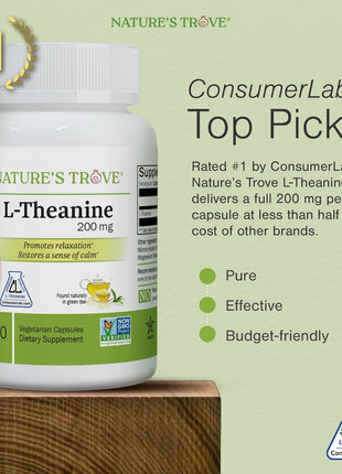 Nature's Trove L-Theanine 200mg 120 Vegetarian Capsules