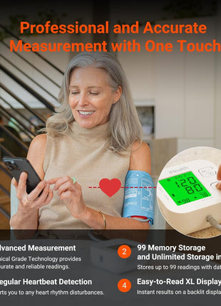 iHealth Track Smart Upper Arm Blood Pressure Monitor with Wide Range Cuff That fits Standard to Large Adult Arms, Bluetooth Compatible for iOS & Android Devices