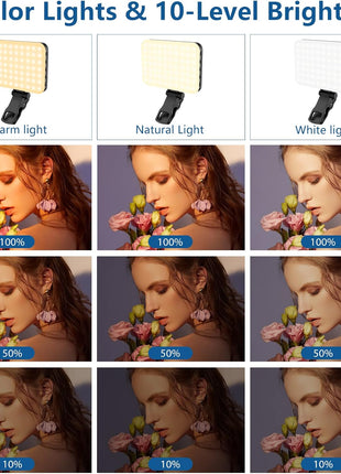 ALTSON 60 LED Portable Selfie Light Video Conference Lighting with Clip & Camera Tripod Adapter Rechargeable 2200mAh CRI 97+, 3 Light Modes for Phone iPhone Webcam Laptop Photo Makeup