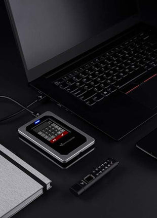 DataLocker DL4 FE 7.6TB Password Protected Encrypted SSD, Easy Screen Guided Setup, AES 256, IP64 Dust/Water Resistant, TAA Compliant Trusted FIPS 140-3 Level 3, OS Independent, USB-C/USB-A