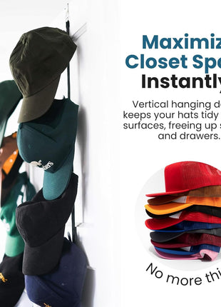Jokari Over the Door Organizer, 2 Pack, Holds Up to 16 Hats | Hat Rack, Storage System, Men Women, Kids Adjustable Closet Hanger, Hooks, Easy Display, Fits All Hat Styles