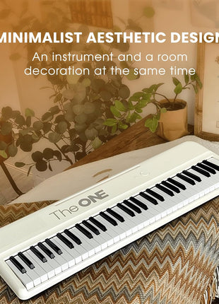 The ONE Smart Keyboard COLOR 61 Lighted Keys Piano Keyboard, Electric Piano for Beginners with 256 Tones, 64 Polyphony, Built-in LED Lights & Apps, Supports USB MIDI/Headphones (White)