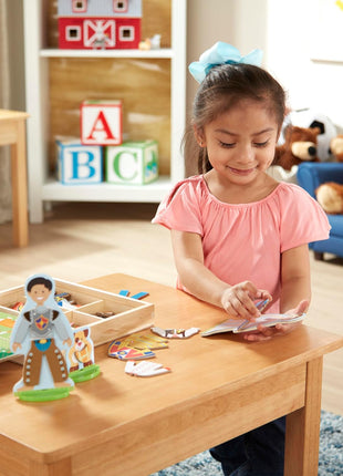 Melissa & Doug Occupations Magnetic Dress-Up Wooden Pretend Play Set (74 pcs) - Magnetic Dress-Up Dolls For Kids