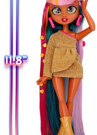 IMC Toys VIP Girls Hair Makeover Quinn Fashion Doll with 11 inch Colorful Long Styling Hair and 5 Accessories Fashion Toy, Girls and Boys Ages 5 and Up, 10 Inch Doll