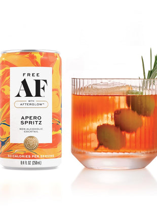 AF Drinks Non-Alcoholic Apero Spritz | Alcohol Alternative Sparkling Cocktails with AFTERGLOW Botanical Warmth | Gluten-Free, Low-Calorie | 8.4 oz Cans (12-Pack)