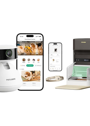 PETLIBRO AI Multi-Pet Recognition Pet Camera Indoor + Upgraded RFID Automatic Cat Feeder with Phone App 2-Way Audio, Camera with Daily Activity Analysis, Feeder with Light Collar Tag