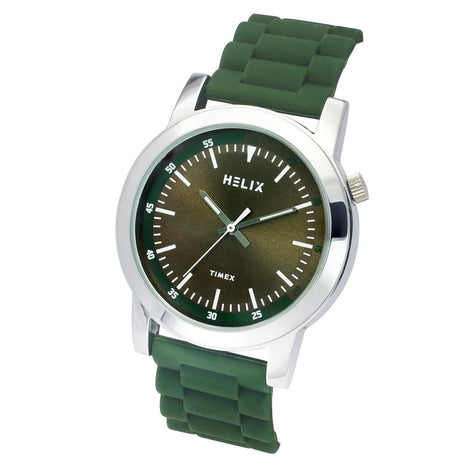 Helix By Timex Men Olive Round Dial Analog Watch - TW058HG01